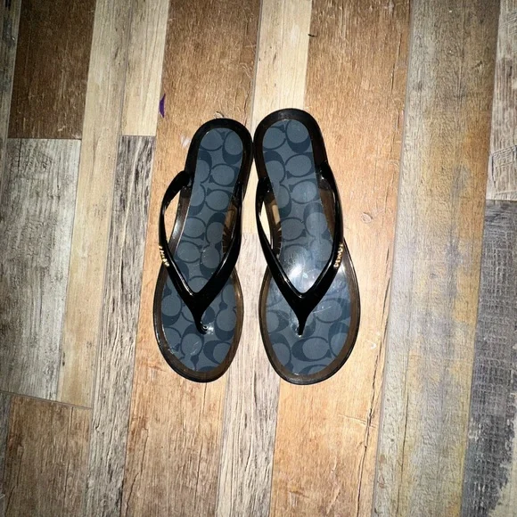 COACH BLACK THONG SANDAL FLATS WOMENS 9 NWT - Picture 4 of 8